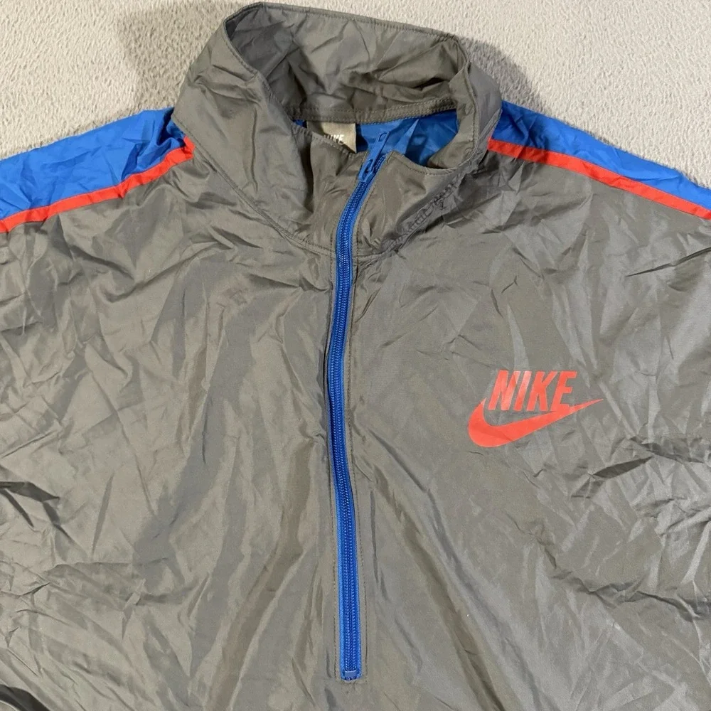 VTG Nike 1/4 Zip Anorak‎ Windbreaker Grey Pullover Jacket Swoosh Men's Size XXL